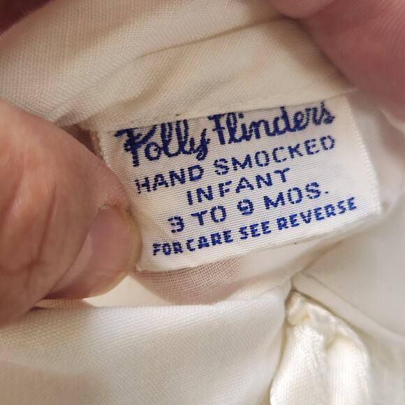 Vtg Polly Flinders White Infant Gown Christening Baptism Smocked Sz 3- 9 Months - Picture 8 of 9